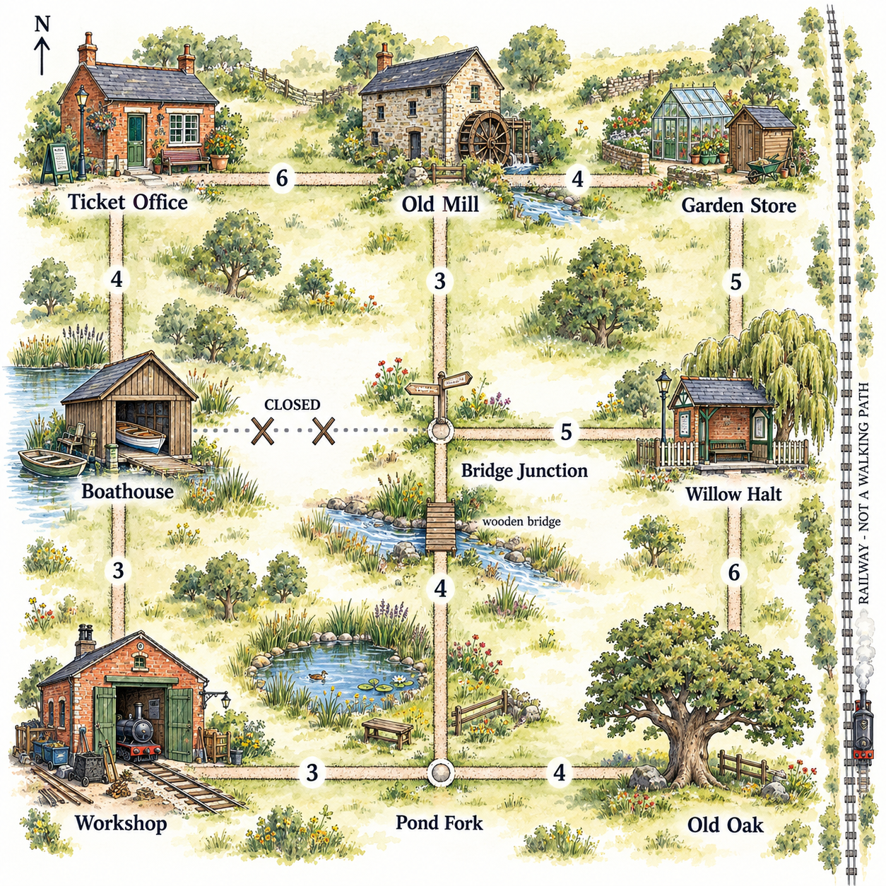 An illustrated map of Bramblewick Railway